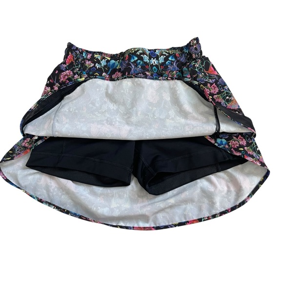 Lululemon Hotty Hot High-Rise Skirt Skort 6 Black Floral Tennis Run Pockets - Picture 5 of 10